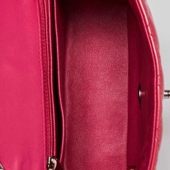 Chanel Pink Quilted Patent Leather Classic Square Mini Flap Bag - Picture 11 of 13